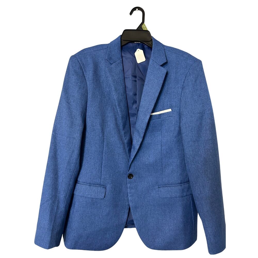 Men’s Blue Blazer Sport Coat Modern Slim Fit Jacket One Button